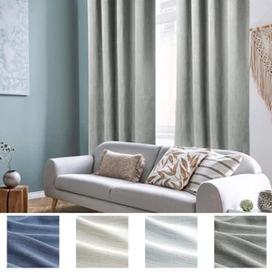 2 Panels Bedroom Linen Look Blackout Curtains Grommet Top - Bild 1 von 16
