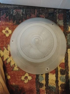 Vintage Art Deco Ceiling Light Frosted Glass 3 Three Hole Shade 10 1/2 Inch - Picture 1 of 4
