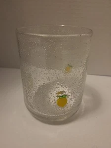 Bubble Drinking Lemon Art Glass Tumbler Thick Clear Glass 4 1/2" H - Picture 1 of 7