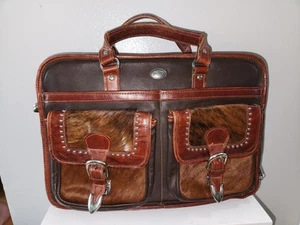 American West Stagecoach Multi-Compartment Laptop Briefcase Handcrafted Leather - Photo 1/23