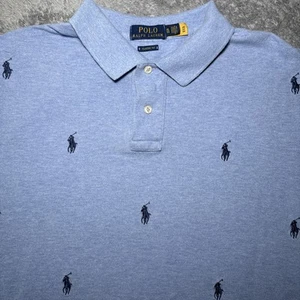 Polo Ralph Lauren Classic Fit Men XL Short Sleeve Blue Polo Logo All Over Shirt - Picture 1 of 17