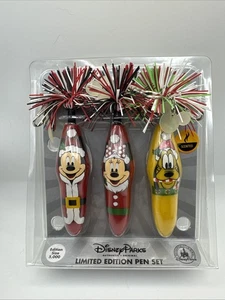 DISNEY PARKS LIMITED EDITION PEN SET MICKEY, MINNIE, PLUTO CHRISTMAS NEW SEALED - Picture 1 of 3