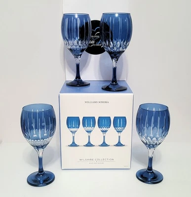 Copas de vino Williams Sonoma Blue Wilshire corte joya 15,5 OZ NUEVAS EN CAJA vacaciones de Pascua Foto 1 de 4