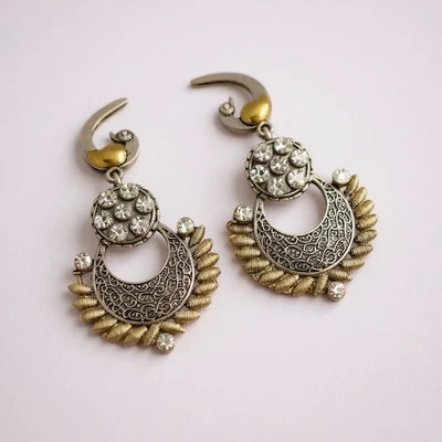 Pendientes Museo Pájaro De Colección Hoja Geométrica Oro Luna Plata Circonita cúbica Flor Mosaico Boho  Foto 1 de 4