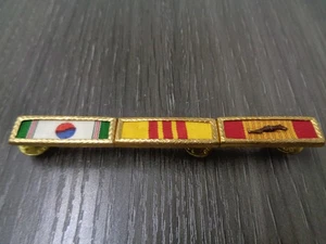 US ARMY 3 UNIT DEVICE Ribbon Bar -KOREA / VIETNAM Service -made in USA- used - Picture 1 of 5