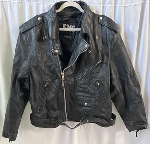 Giacca Motociclista Vintage FMC Nera Pelle Pesante Cafe Racer Uomo Taglia 54 - Foto 1 di 12