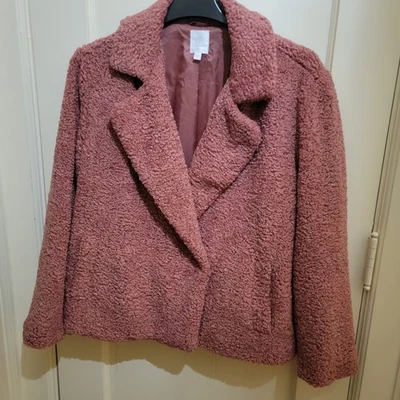 Abrigo Chaqueta Mujer XXL Piel Sintética Rosa - Totalmente Forrado Doble Pecho Foto 1 de 4