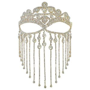 Women’s Rhinestones Tassel Face Veil Mask for Weddings Carnival Masquerade Party - Picture 1 of 23