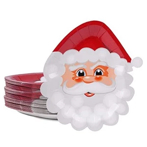 24 Pieces Santa Christmas Themed Paper Plates Disposable Christmas Party Paper - Picture 1 of 8