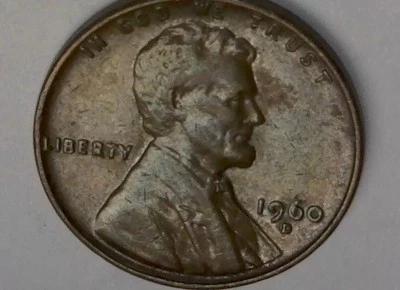 1960-D Lincoln Cent Die Chip/Break Mint Error Penny on Date (Number 6) - Image 1 of 4
