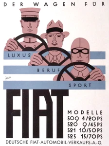 Fiat 509 520 521 525 XL alemán 1929 anuncio coche italiano Alemania anuncio impreso ilustrado - Imagen 1 de 3