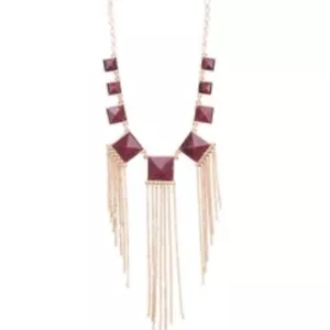 Punch NYC Collar Babero Ajustable Piedras Rojas Flecos Dorados Declaración 22-25” - Imagen 1 de 3