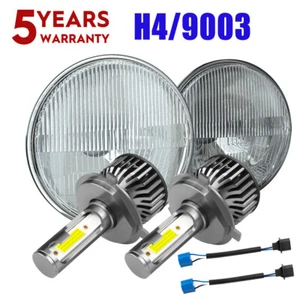 Pair 7" Round LED Headlight High Low DOT Beam Chrome For Ford Mustang 1965-1973 - Picture 1 of 14