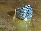 BLUE Ombre crystals & Sterling Silver Ring. Size 6 Amazing Sparkle BY CT