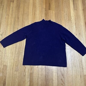 Jones New York Sweater 3x Purple  Ribbed Turtle Neck Heavy 100% Cotton - Picture 1 of 5