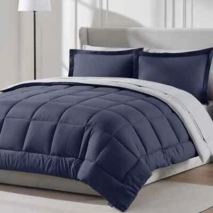 9-Piece Reversible Microfiber Bed in a Bag Comforter Set with 2 Cooling Pillows - Picture 1 of 79