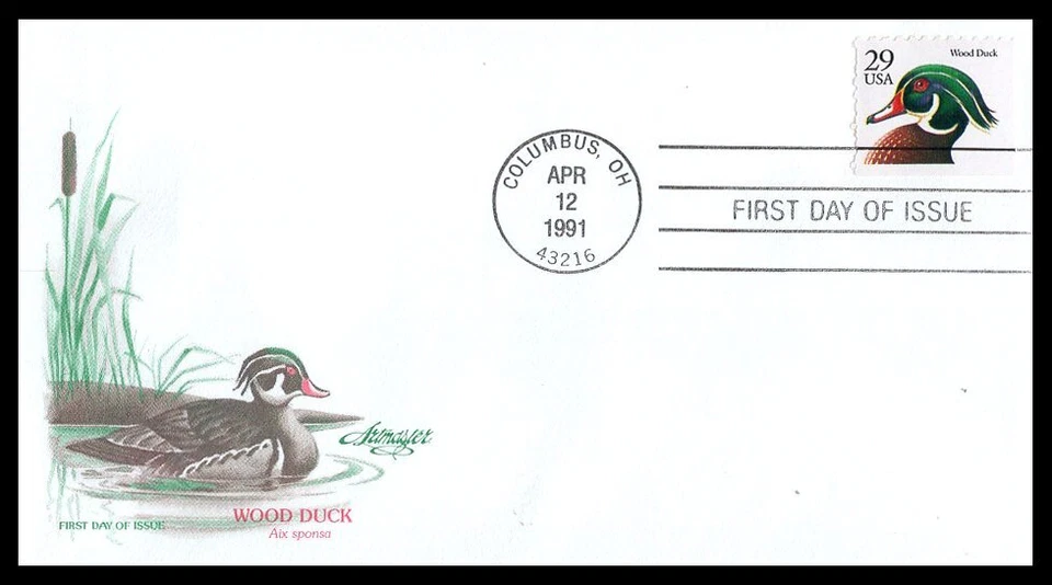 US FDC # 2484 29c Wood Duck Artmaster   1991, 9h771 - Image 1 of 1