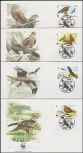 GIBRALTAR 1996 WWF RED KITE FDC SET x4 (ID:357/D14269) - Picture 1 of 1