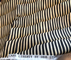 Vtg 44X71" MODA Deb Strain PATRIOTIC Flag WAVY STRIPES Quilt Fabric BLACK Ecru - Picture 1 of 12