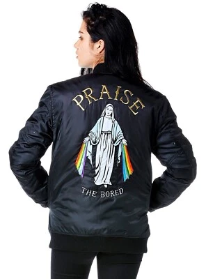 Rara UNIF Praise The Bored XS Chaqueta de Bombardero de Gran Tamaño Arco Iris Punk De Colección Gótica Foto 1 de 4