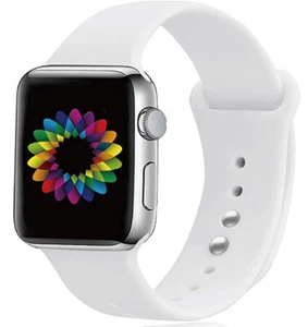 Smart Watchband Silicons Sport Band White 38MM/40MM Series 1 2 3 4 M/L - Picture 1 of 6