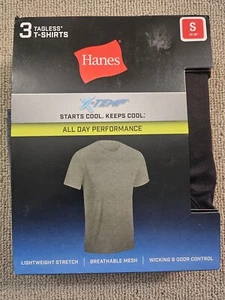 Men's Mesh Short Sleeve T Shirts 3 Pk Hanes X Temp Stretch Black Gray S 34-36 - Picture 1 of 5