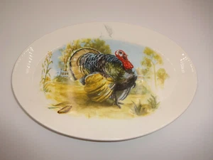 Vintage White Oval Tom Turkey Plate Corn Cornstalks 11-1/4" x 8" - Picture 1 of 6
