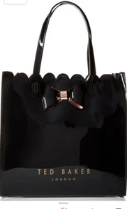 Ted Baker BLACK PVC LOGO TOTE BEACH BAG HOBO SHOULDER BAG HANDBAG PURSE LARGE - Picture 1 of 16