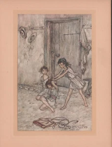 Arthur Rackham Little Girls Fight Midsummer Nights Dream 1912 Tipped-In Print - Bild 1 von 3