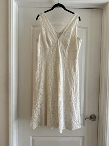 Vestido vintage blanco algodón encaje talla 12 - Imagen 1 de 7