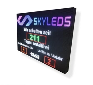 64 x 96 cm Unfallfreie-Tage Arbeitsschutz Anzeigen Automatischer Zähler LOGO RGB - Bild 1 von 9