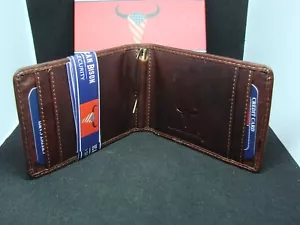 AMERICAN BISON RFID BIFOLD MONEY CLIP LEATHER 8033 WALLET IN BOX ! - Picture 1 of 4