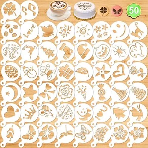 50Pack Cake Stencils Decorating Kit Happy Birthday Caking It Up Stencil Hallo... - Picture 1 of 7