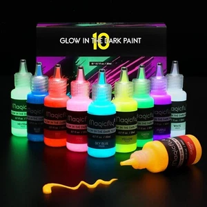 10 × Nachtleuchtende Acrylfarben à 20 ml Fluoreszierend & vielseitig einsetzbar - Bild 1 von 1
