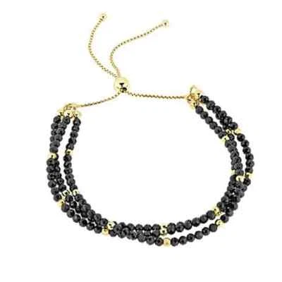 HSN Bellezza Black Spinel Bronze 3-Row Beaded Adjustable Bracelet - Image 1 of 2