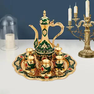 Tea Set Vintage Turkish Coffee Set With Pot And 6 Cups For Home Decor Birthday - Picture 1 of 22