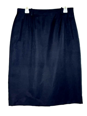 Usada en Excelente Condición Liz Claiborne Mujer Negra Oficina/Falda Lápiz Talla 14, Bolsillos Delanteros Foto 1 de 4