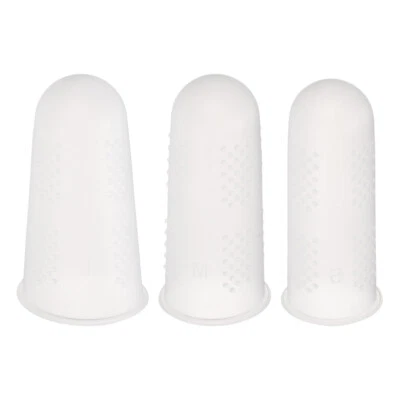 9Pcs Rubber Fingers Tips Finger Protectors Silicone Thimble 3 Sizes Transparent - Image 1 of 4