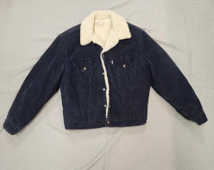 Vtg Levi's Corduroy Sherpa Lined Dark Blue Jacket Men's Size 42 Large 1970-80's - Picture 1 of 19
