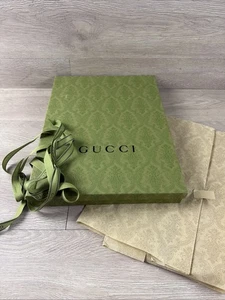 Gucci confezione regalo verde vuota nastro carta velina 12” x 16” x 1,75” autentico - Foto 1 di 8