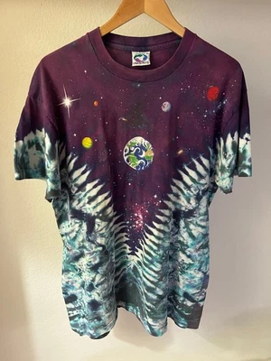 Vintage 1992 Liquid Blue GALAXY Tie Dye T-Shirt Mens XL Hippie Rave Single 90s - Image 1 of 4