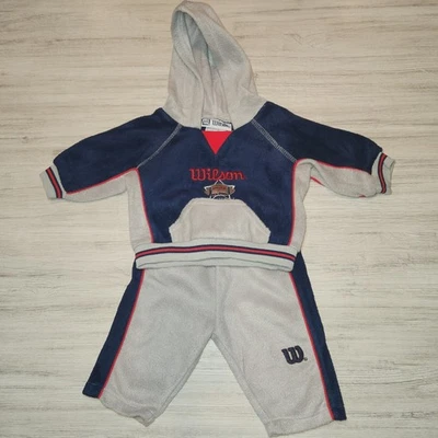 Винтажный флисовый спортивный наряд Wilson для мальчика красный и темно-синий размер 3-6 месяцев - Изображение 1 из 2