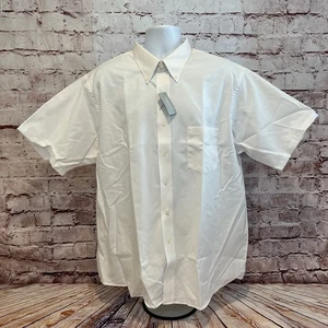 Van Heusen Men’s White Wrinkle Free Half Sleeve Button Down Shirt Size 18.5 XXL - Picture 1 of 5