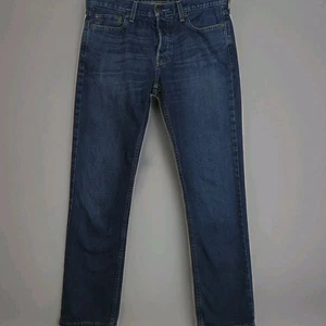 Hollister Jeans Men's 32x32 Blue Slim Straight Distressed Denim Y2K ButtonFly - Photo 1/10