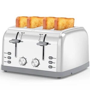 Toaster 4 Slice Retro Stainless Steel,Best Prime 4 Slice Toaster Wide Solt wi... - Bild 1 von 8