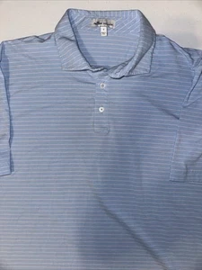 Peter Millar Herren T-Shirt Golf Polo Kurzarm Blau Nadelstreifen Größe L - Bild 1 von 4