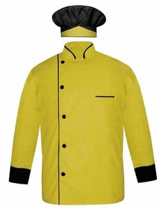 Chef Coat with Cap Full Sleeve Cuff and Collar Black Design Kitchen Uniform - Picture 1 of 31