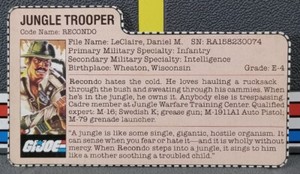 Vintage Hasbro GI Joe ARAH 1984 V1 Recondo File Card  NM!