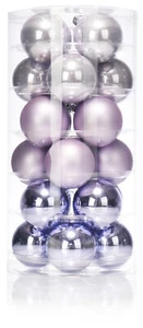 24x Weihnachtskugeln, Christbaumkugeln aus echtem Glas für Weihnachten, flieder - Bild 1 von 7