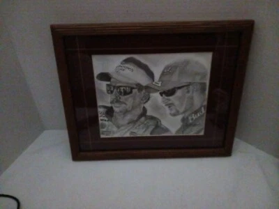 Impresión enmarcada firmada limitada de Nascar Dale Earnhardt Sr & Jr #0712 Donald Williams Foto 1 de 4